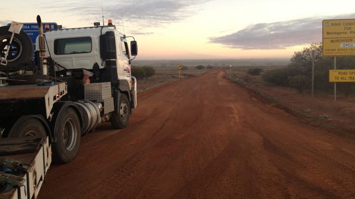 Image of the low loader going across Australia