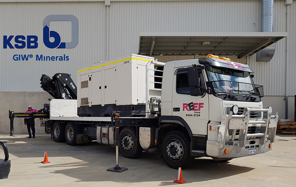 One of our fleet, HIAB Crane in Bunbury preparing to transport a load.